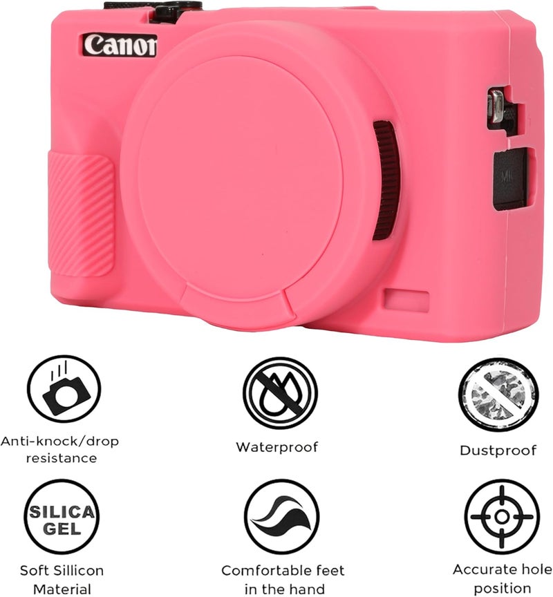 AEXUTDA Case for Canon Powershot G7X Mark III Digital Camera, G7X Mark iii Camera Silicone Case, Anti-Scratch Slim Fit Soft Skin, G7X Mark 3 Accessories with Detachable Lens Cover - Rose - Image 3